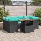 Preview: ARDEBO.de - 7-tlg. Garten-Sofagarnitur mit Kissen Schwarz Poly Rattan