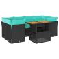 Preview: 7-tlg. Garten-Sofagarnitur mit Kissen Schwarz Poly Rattan