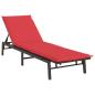 Preview: Sonnenliege mit Auflage Braun Poly Rattan
