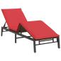 Preview: Sonnenliege mit Auflage Braun Poly Rattan