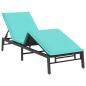 Preview: Sonnenliege mit Auflage Schwarz Poly-Rattan