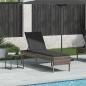 Preview: Sonnenliege mit Auflage Grau 55x200x44 cm Poly Rattan