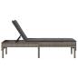Preview: Sonnenliege mit Auflage Grau 55x200x44 cm Poly Rattan