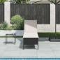 Preview: ARDEBO.de - Sonnenliege mit Auflage Schwarz 55x200x44 cm Poly Rattan