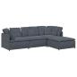 Preview: Modulares Sofa mit Fu?hocker Kissen Samt Dunkelgrau