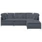 Preview: Modulares Sofa mit Fu?hocker Kissen Samt Dunkelgrau