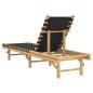 Preview: Sonnenliege mit schwarzem gewebtem Gurtband 55x200x30 cm Bambus