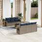 Preview: ARDEBO.de - 7-teiliges Gartensofa-Set mit Kissen, grau, Polyrattan