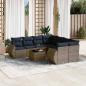 Preview: ARDEBO.de - 9-teiliges Gartensofa-Set mit Kissen, grau, Polyrattan