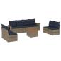 Preview: 9-teiliges Gartensofa-Set mit Kissen, grau, Polyrattan
