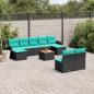 Preview: ARDEBO.de - 10-teiliges Gartensofa-Set mit Kissen, schwarzes Polyrattan