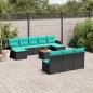 Preview: ARDEBO.de - 11-teiliges Gartensofa-Set mit Kissen, schwarzes Polyrattan