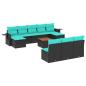 Preview: 11-teiliges Gartensofa-Set mit Kissen, schwarzes Polyrattan