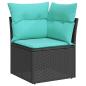 Preview: 13-teiliges Gartensofa-Set mit Kissen, schwarzes Polyrattan