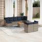 Preview: ARDEBO.de - 10-teiliges Gartensofa-Set mit Kissen, grau, Polyrattan