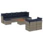Preview: 10-teiliges Gartensofa-Set mit Kissen, grau, Polyrattan