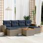 Preview: ARDEBO.de - 7-teiliges Gartensofa-Set mit Kissen, grau, Polyrattan