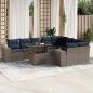 Preview: ARDEBO.de - 10-teiliges Gartensofa-Set mit Kissen, grau, Polyrattan