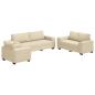 Preview: 3-teiliges Sofa-Set mit Kissen, cremefarbener Stoff