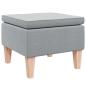 Preview: Hocker mit Holzbeinen Hellgrau Stoff