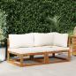 Preview: ARDEBO.de - 2-tlg. Sofa-Set mit cremeweißen Kissen Akazie Massivholz