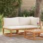 Preview: 2-tlg. Sofa-Set mit cremeweißen Kissen Akazie Massivholz