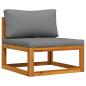 Preview: Modular-Mittelsofa mit Dunkelgrauen Kissen Akazie Massivholz