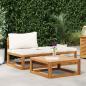 Preview: ARDEBO.de - 3-tlg. Garten-Lounge-Set mit Creme-Kissen Massivholz Akazie