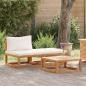 Preview: 3-tlg. Garten-Lounge-Set mit Creme-Kissen Massivholz Akazie