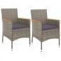Preview: 3-tlg. Garten-Bistro-Set mit Kissen Grau Poly Rattan
