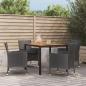 Preview: ARDEBO.de - 5-tlg. Garten-Essgruppe mit Kissen Schwarz Poly Rattan