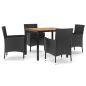 Preview: 5-tlg. Garten-Essgruppe mit Kissen Schwarz Poly Rattan