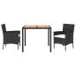 Preview: 3-tlg. Garten-Essgruppe mit Kissen Schwarz Poly Rattan