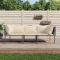 Preview: ARDEBO.de - 3-tlg. Garten-Lounge-Set mit Kissen Grau Poly Rattan