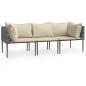 Preview: 3-tlg. Garten-Lounge-Set mit Kissen Grau Poly Rattan