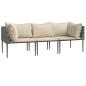 Preview: 3-tlg. Garten-Lounge-Set mit Kissen Grau Poly Rattan