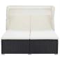 Preview: 2-Personen-Sonnenliege mit Auflage Poly Rattan Schwarz