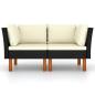 Preview: Ecksofas 2 Stk. Poly Rattan und Eukalyptus Massivholz
