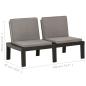 Preview: Garten-Lounge-Bank mit Auflagen Kunststoff Grau