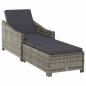 Preview: Sonnenliege mit Dunkelgrauer Auflage Poly Rattan Grau