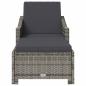 Preview: Sonnenliege mit Dunkelgrauer Auflage Poly Rattan Grau