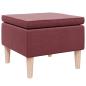 Preview: Hocker mit Holzbeinen Weinrot Stoff