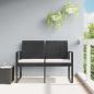 Preview: ARDEBO.de - Gartenbank 2-Sitzer mit Kissen Schwarz PP-Rattan