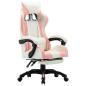 Preview: ARDEBO.de - Gaming-Stuhl mit Fußstütze Rosa und Weiß Kunstleder