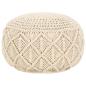 Preview: ARDEBO.de - Makramee Sitzpuff Handgefertigt 45 x 30 cm Baumwolle