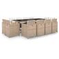 Preview: ARDEBO.de - 13-tlg. Garten-Essgruppe mit Auflagen Poly Rattan Beige