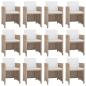 Preview: 13-tlg. Garten-Essgruppe mit Auflagen Poly Rattan Beige
