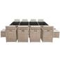Preview: 13-tlg. Garten-Essgruppe mit Auflagen Poly Rattan Beige