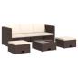 Preview: 4-tlg. Garten-Lounge-Set mit Auflagen Poly Rattan Braun