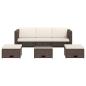 Preview: 4-tlg. Garten-Lounge-Set mit Auflagen Poly Rattan Braun